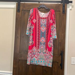 E205 Ivy Road Peri Mango bell sleeve dress. Size XL EUC